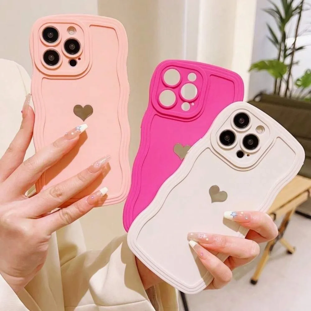 Set of 3 Soft Silicone Cases for iPhone 15 Pro Max - Pink, Peach and White -